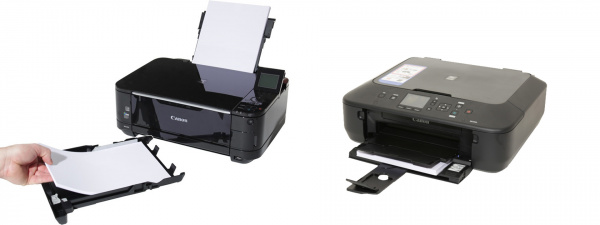 Einst und jetzt: Waren die Pixma-Drucker meist mit zwei Papierschächten für insgesamt 300 Blatt ausgestattet, gibt es jetzt vorne nur noch eine Klappe für 100 Blatt - will man den Drucker schließen, muss man das eingelegte Papier entfernen.