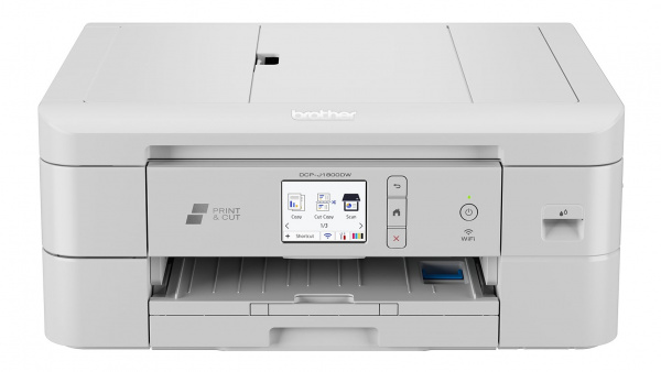 Brother DCP-J1800DW: Einfacher aber flinker Drucker mit Simplex-ADF und Duplexdruck. Die Besonderheit ist ein integrierter Rollenschneider, der A4-Vorlageh auf A5-Größe bringen kann - bei Druck und Kopie.