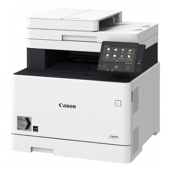 Canon i-Sensys MF734Cdw: 4-in-1-MFP (inklusive Fax) mit Dual-Duplex-ADF und 27 Seiten pro Minute Drucktempo.