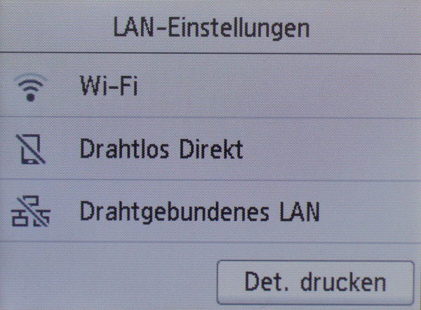 Lan-Einstellungen: Integration im Netzwerk und Wifi-Direkt festlegen.