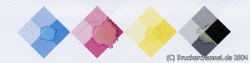 Schmiert: Auf Normalpapier verschmieren die Farbtinten bei Feuchtigkeit stark.