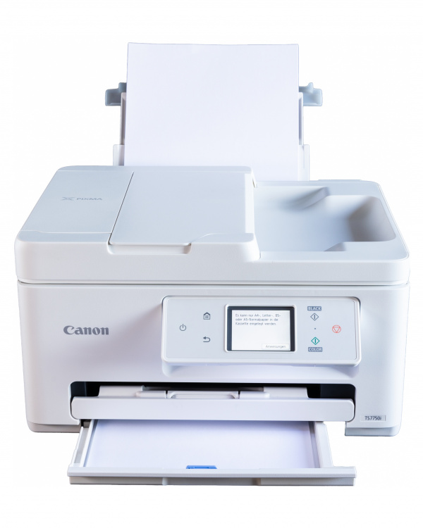 Canon Pixma TS7750i: Eine Papierkassette (für Normalpapier) plus der hinteren Universalzufuhr ergeben zwei Möglichkeiten der Nutzung.