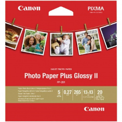 PP-101: Canon PP-201 Glossy II Fotopapier Plus, 20 Blatt, im Format 13 x 13 cm.