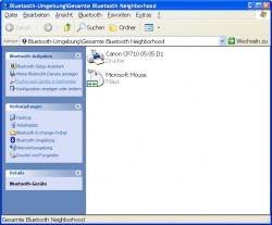 Windows XP: Bluetooth Umgebung.