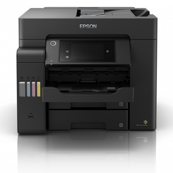 Epson Ecotank ET-5800 und ET-5850: High-End-Tintentankdrucker fürs Büro mit Duplex-ADF und Pigmenttinten. Die Drucker unterscheiden sich lediglich im Farb-Drucktempo.