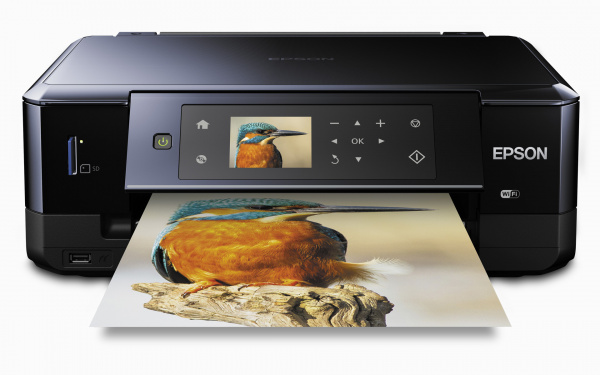 Epson Expression Premium XP-620: Multifunktionsdrucker mit CD/DVD-Bedruckung und zusätzlichem Fotopapierfach.