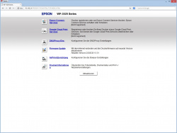 Epson: Startseite des Webservers mit wenigen Informationen.