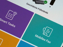 HP Smart App: Ansicht unter Android mit "Mobiles Fax".
