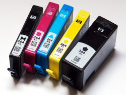 5 cartridges: Cyan, Magenta, Yellow, Photo black, and Text black.
