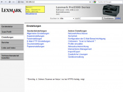 Lexmark Pro5500: Einstellungsmöglichkeiten.