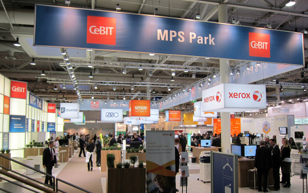 MPS-Park in Halle 3: Unter anderem waren Xerox, Utax und Canon vertreten.