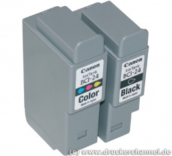 Tintenpatronen: Schwarz BCI-24bk und Farbe BCI-24C.