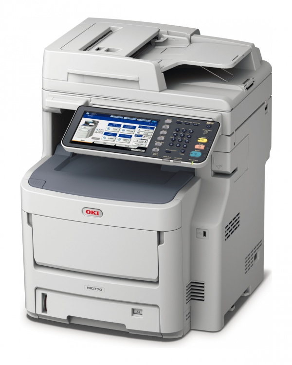 Oki MC770dnfax: Druckt flotter und günstiger, außerdem nur als Fax-Variante verfügbar.