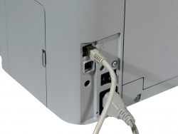 Anschlüsse: Netzwerk (oben), darunter USB.