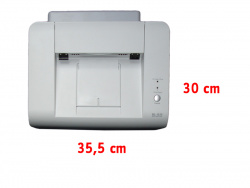 Zusammengeklappt: Gerade einmal 30 x 35,5 cm Stellfläche braucht der Drucker.