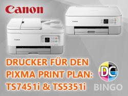 Im August 2023: gibt es zwei Canon-Drucker für den PIXMA Print Plan zu gewinnen.