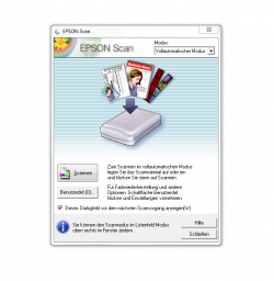 Zum Einscannen über den PC bietet sich die Software "Epson Scan" an, welche sehr einfach zu bedienen ist...
