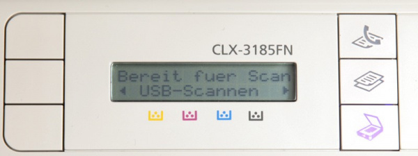 Samsung CLX-3185FN: Scannt zum USB-Stick oder an den per Netzwerk angeschlossenen PC.