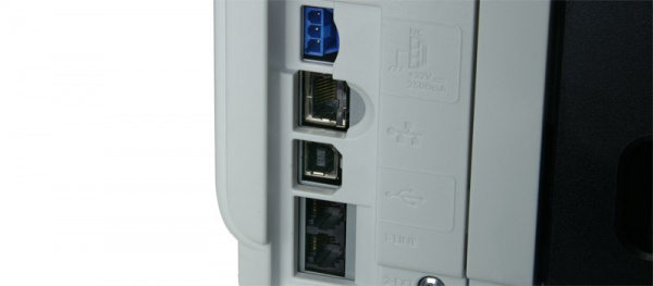 HP Officejet Pro L7580: Ethernet, USB, fax, phone.