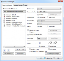Epson: Alle wichtigen Einstellungen auf der ersten Seite.