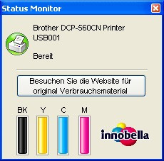 AIO-Test Tinte 2008 Brother DCP-560CN Tintenstand Statusanzeige