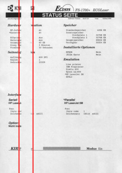 Der weiße in Druckrichtung verlaufende Streifen ist deutlich zu erkennen und meist von Schmutz verursacht.