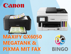 Im November 2021: gibt es einen MAXIFY GX6050 Megatank-Drucker und einen PIXMA TR4650 mit Fax & ADF von Canon zu gewinnen.