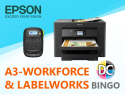 Im Juli 2022: gibt es einen A3-Workforce-Drucker sowie einen LabelWorks von Epson zu gewinnen.