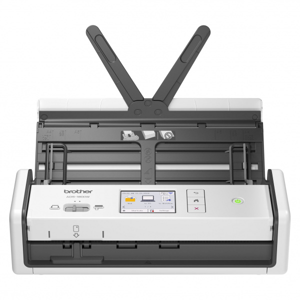 Brother ADS-1800W: Kompakter Dokumentenscanner mit Stromversorgung über USB und autarkem Netzwerkscan.