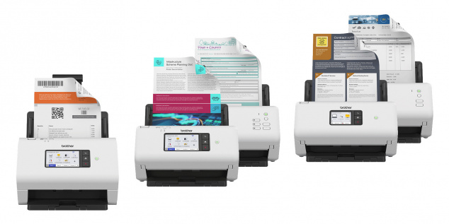 Brother ADS-4900W, ADS-4700W, ADS-4300N, ADS-4500W und ADS-4100 (von links nach rechts): Leistungsfähige Dokumentenscanner.