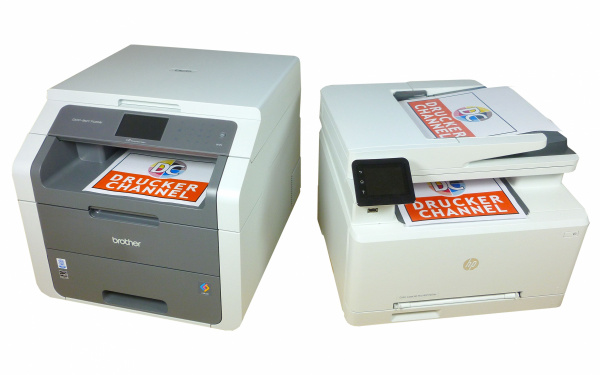 Brother DCP-9017CDW und HP Color Laserjet M274n: Günstige Laser-MFPs ohne Fax. Der Brother kann beidseitig drucken, der HP nicht - der bringt dafür einen ADF und Ethernet-Unterstützung mit. Beide drucken ziemlich teuer.