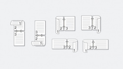 "Cut Print" Duplex: Layoutoptionen beim Duplexdruck - nur mit dem Windowstreiber oder bei einer Kopie am Gerät selbst.