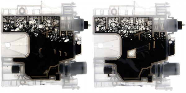Brother-Patronen geöffnet: Links LC980BK, rechts die neue LC985BK. Bis auf Kleinigkeiten scheint sich nicht viel geändert zu haben.