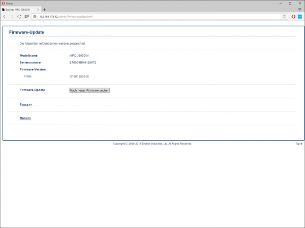 Brother: Möglichkeit des Firmwareupdates über den Webserver.
