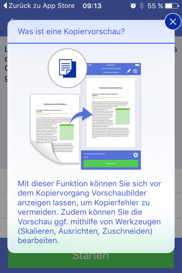 Kopiervorschau: Wie eine Druckvorschau, allerdings für Kopien.