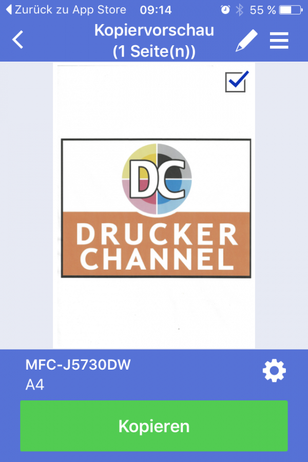 Kopiervorschau: Das zu kopierende Dokument...
