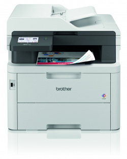 Brother MFC-L3760CDW: 4-in-1-Farblaser mit 26-ipm-Druckwerk, 250-Blatt-Kassette und 1-Blatt-Bypass. Der ADF scannt lediglich im Simplex-Format.