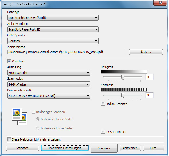 Brother MFC-L9550CDWT Screenshot Scannen Text OCR