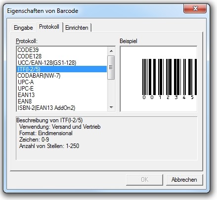 Vollständig: Auch für Spezialaufgaben, wie das Drucken von Barcodes aller gängigen Normen, existieren Unterbereiche im P-Touch Editor.