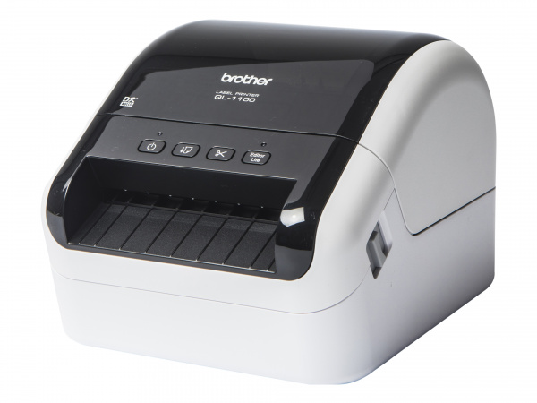 Brother QL-1110: Thermodirekt-Etikettendrucker mit USB-Schnittstelle für vier Zoll breite Versandlabel.