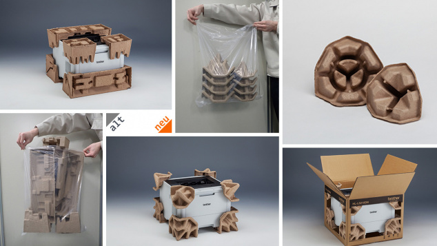 Brother Verpackung: Die neuen Polster aus Zellstoffen sollen sich universell verwenden lassen.