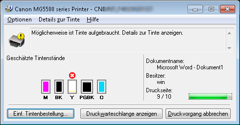 Canon ARC-Chips Refill-Patronen Tinte leer