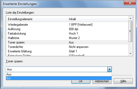 Canon i-Sensys MF8280Cw Druckertreiber 6 Tonersparmodus erweiterte Einstellungen versteckt