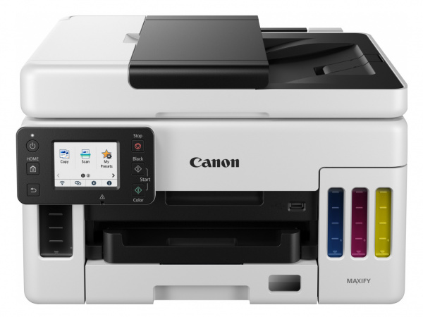 Canon Maxify GX6050: Modell ohne Fax, Simplex-ADF und "nur" einer Papierkassette. Der manuelle Einzug vom GX7050 bleibt.