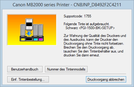 Canon Maxify MB2050 Tinte leer