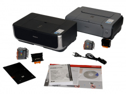 Comes with the printer: Ink, print head, driver, power cable, manual, CD-tray (iP4300 only).