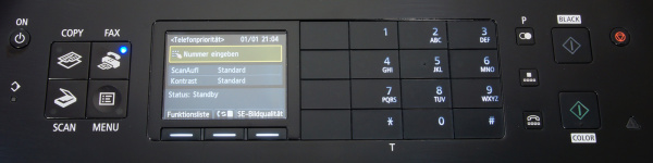 Canon: Ziffernblock wird auf Tastenfeld rechts neben dem Display eingeblendet.