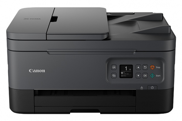 Canon Pixma TR7020 (USA): Drucker mit Einwegpatronen, zwei Papierzuführungen, Duplexdruck und Simplex-ADF. Ein Fax fehlt.