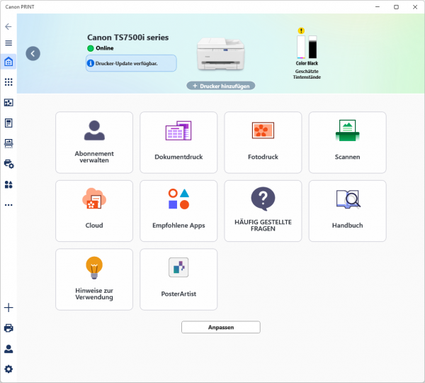 "Canon PRINT": Gleicher Funktionsumfang wie bei der Android/iOS-App.