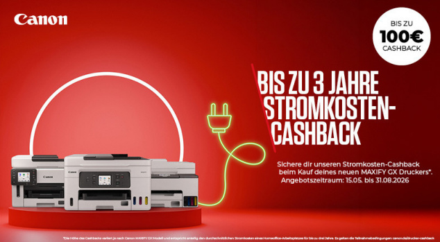 Canon Stromkosten Cashback 05-09/2026 - Maxify